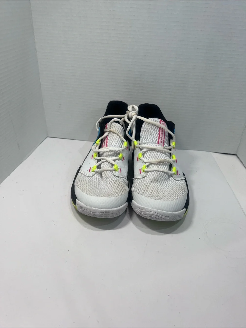 And1 White Sneakers with Neon Yellow and Blue Accents